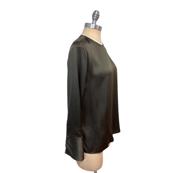 VINCE 100% silk dark green (alpine color) blouse - size 2 - Picture 2 of 4